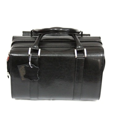 Mini kuferek damski, bardzo pojemny, skóra naturalna, czarny