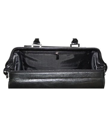 Mini kuferek damski, bardzo pojemny, skóra naturalna, czarny