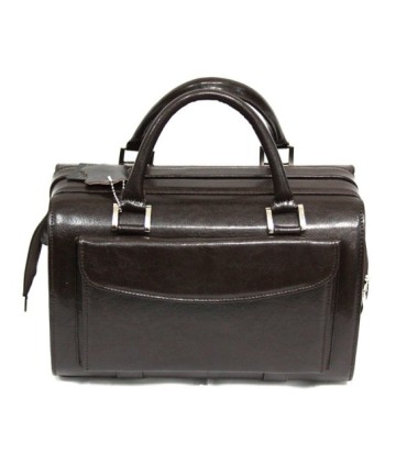 Mini kuferek damski, bardzo pojemny, skóra naturalna, brązowy