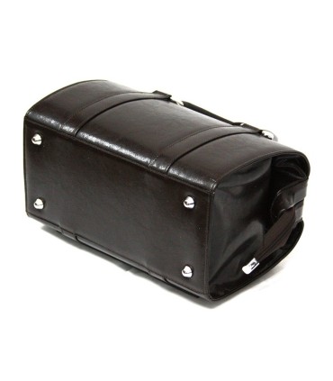 Mini kuferek damski, bardzo pojemny, skóra naturalna, brązowy