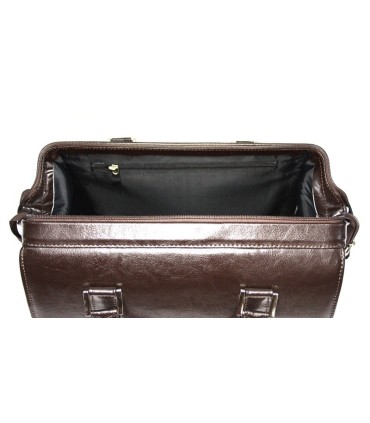 Mini kuferek damski, bardzo pojemny, skóra naturalna, brązowy