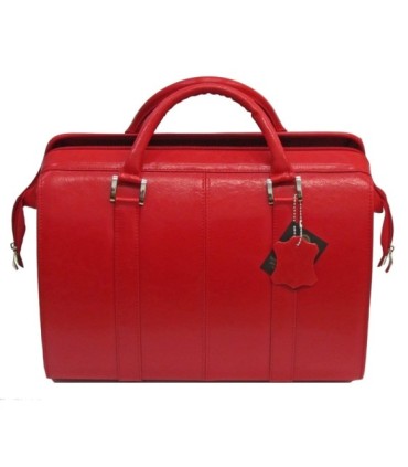Bardzo pojemny kuferek damski w kolorze czerwonym, skóra naturalna