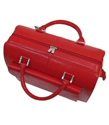 Bardzo pojemny kuferek damski w kolorze czerwonym, skóra naturalna