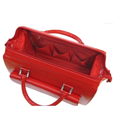 Bardzo pojemny kuferek damski w kolorze czerwonym, skóra naturalna