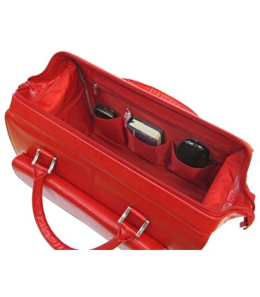 Bardzo pojemny kuferek damski w kolorze czerwonym, skóra naturalna