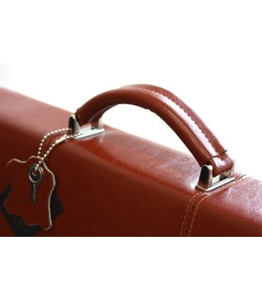 Trzykomorowa teczka męska na laptopa z paskiem ze skóry, koniakowa