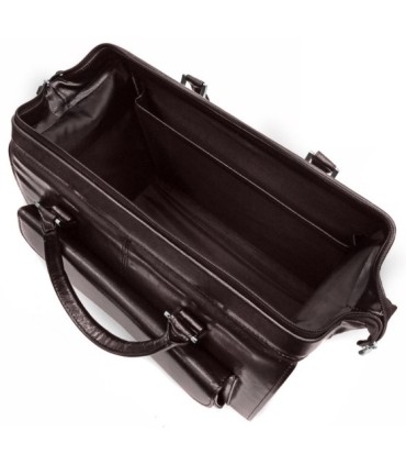 Kuferek lekarski, bardzo pojemny, skóra naturalna, BRĄZOWY