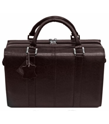 Kuferek lekarski, bardzo pojemny, skóra naturalna, BRĄZOWY