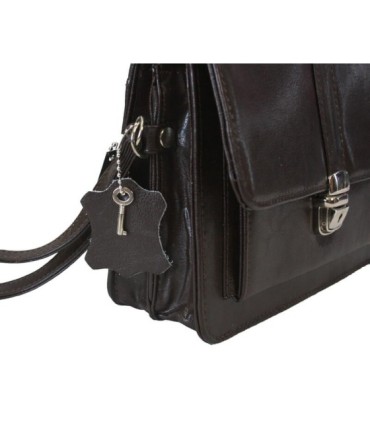 Męska skórzana saszetka z zapinką w kolorze brązowym