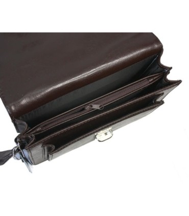 Męska skórzana saszetka z zapinką w kolorze brązowym