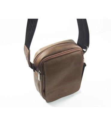 Mała saszetka męska na ramię skórzana, jasny brąz