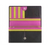 Damski portfel VIP Collection kolekcja multikolor czarny z kolorowym środkiem, skóra