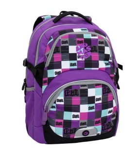 Lekki plecak szkolny Bagmaster w kratkę, fioletowy