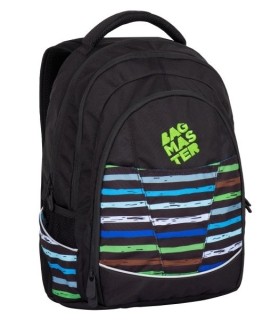 Superlekki plecak szkolny Bagmaster czarny w paski
