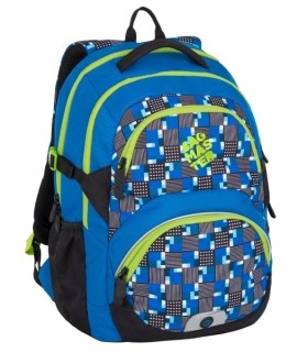 Lekki plecak szkolny Bagmaster w kratkę, niebieski