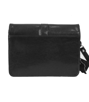 Męska skórzana saszetka z zapinką w kolorze czarnym