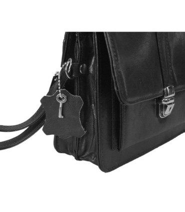 Męska skórzana saszetka z zapinką w kolorze czarnym