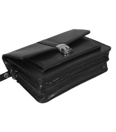 Męska skórzana saszetka z zapinką w kolorze czarnym