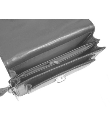 Męska skórzana saszetka z zapinką w kolorze szarym