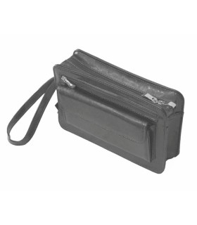 Męska skórzana saszetka w kolorze szarym