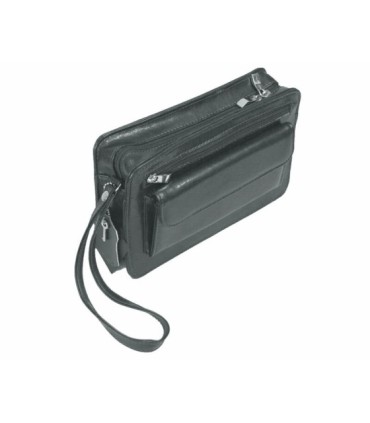 Męska skórzana saszetka w kolorze szarym