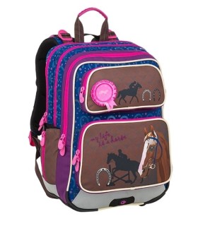 Plecak szkolny trzykomorowy Bagmaster koniki