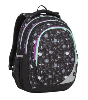 Lekki plecak szkolny Bagmaster Wzorki - trzykomorowy