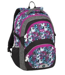 Lekki plecak szkolny Bagmaster we wzorki z różowymi suwakami