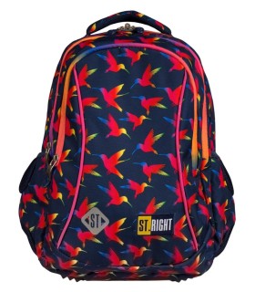 Dwukomorowy plecak szkolny St.Right 19 L, Rainbow Birds BP26