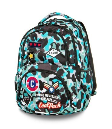 Plecak szkolny CoolPack Dart XL 27L, CAMO  BLUE BADGES A29113